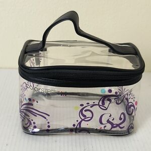 Color Street Clear Travel Case Cosmetic Bag with Purple Accents